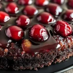 Chocolate Cherry Upside Down Cake 🍒🍫