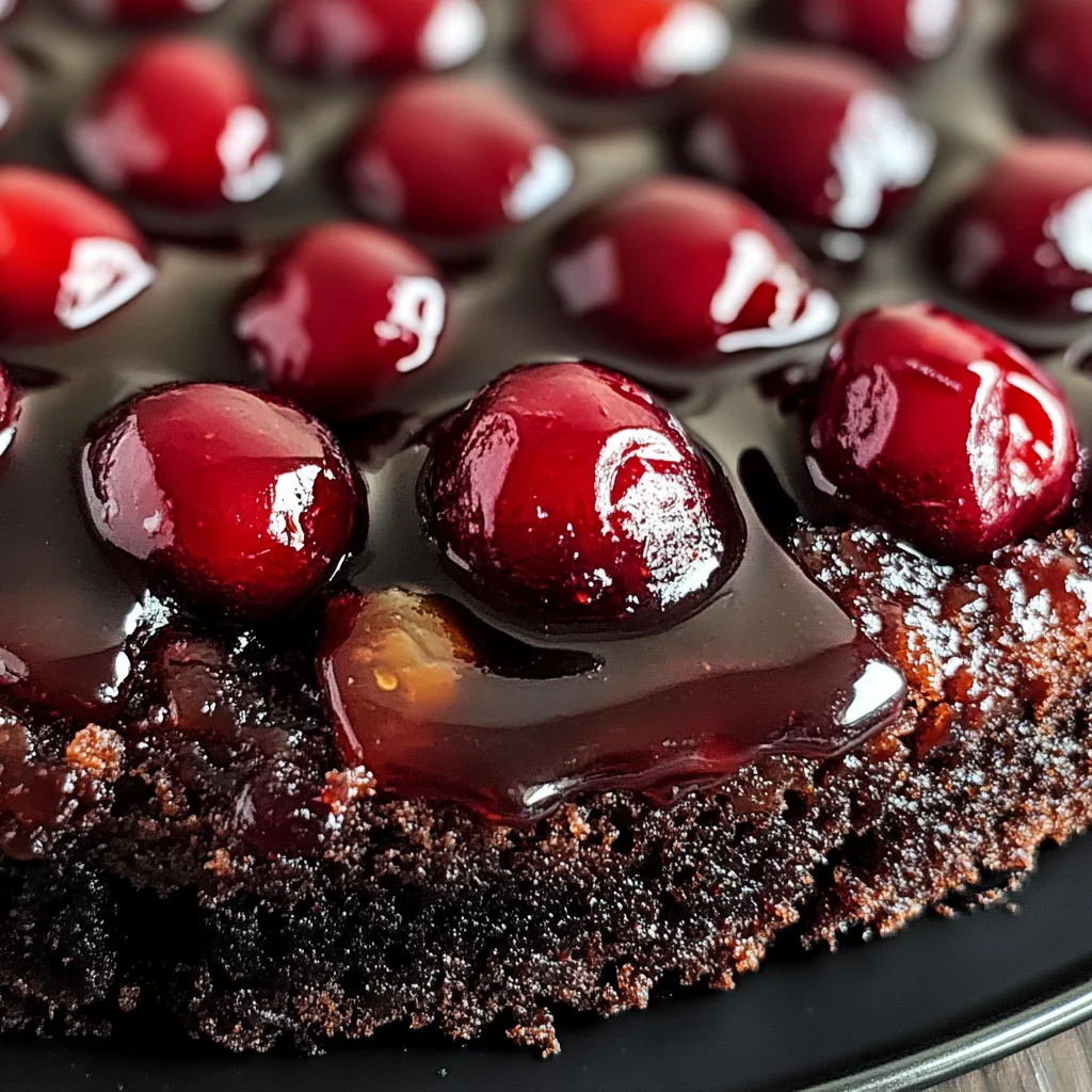 Chocolate Cherry Upside Down Cake 🍒🍫