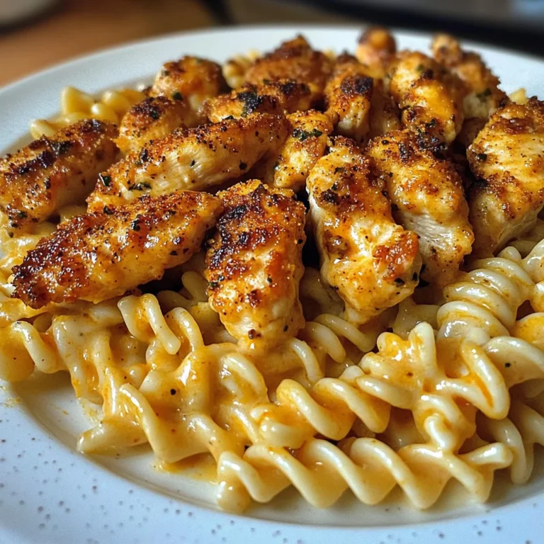 Creamy Velveeta Rotini with Cajun Garlic Chicken Strips