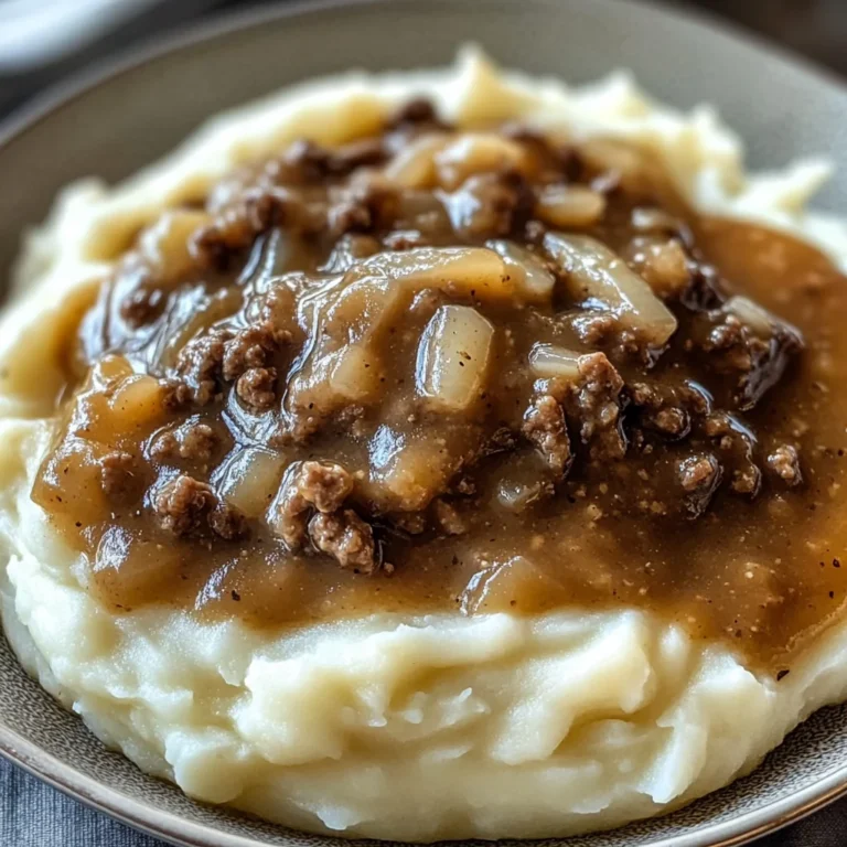 Delicious chicken chicken hamburger Gravy Over Mashed Potatoes