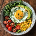 Sunny Avocado Breakfast Bowl with Corn & Cherry Tomatoes