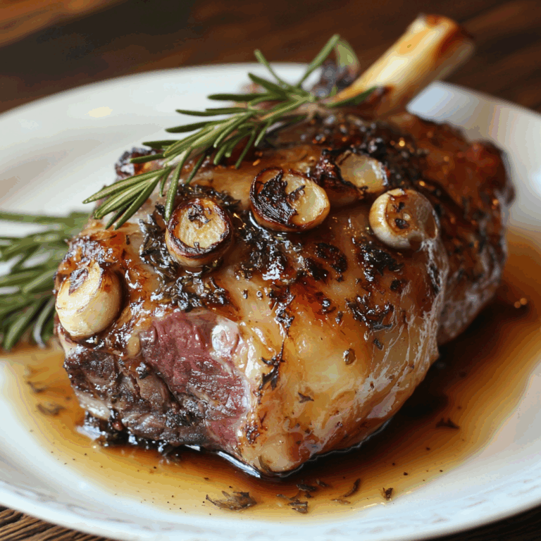 Roasted Bone-In Lamb Shoulder with Garlic and Honey-Rosemary Glaze