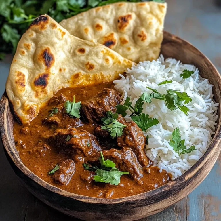 Beef Coconut Curry with Fragrant Rice and Warm Naan
