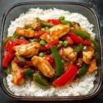 Chicken and Bell Pepper Stir-Fry with Rice