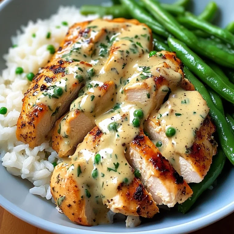 Creamy Herb Chicken with Fluffy Rice & Green Beans