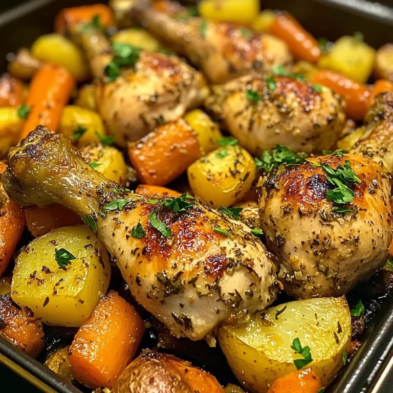 Garlic Herb Chicken Drumsticks with Roasted Veggies