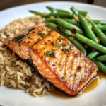 Honey Garlic Salmon with Brown Rice & Green Beans