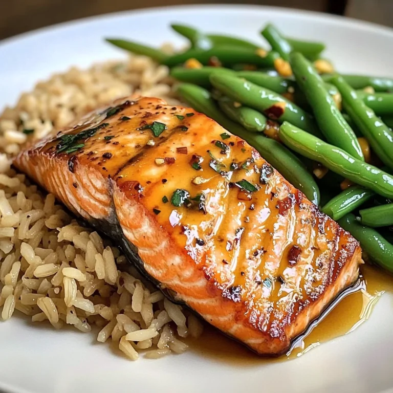 Honey Garlic Salmon with Brown Rice & Green Beans