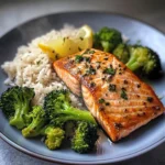 Lemon-Garlic Salmon with Broccoli & Herbed Rice