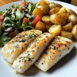 Pan-Seared White Fish with Herbed Baby Potatoes & Garden Salad