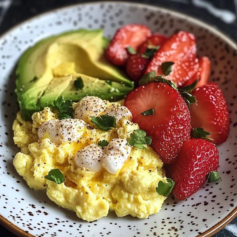 Scrambled Eggs with Avocado & Strawberries