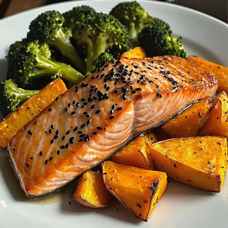 Sesame Glazed Salmon with Sweet Potato Wedges & Broccoli