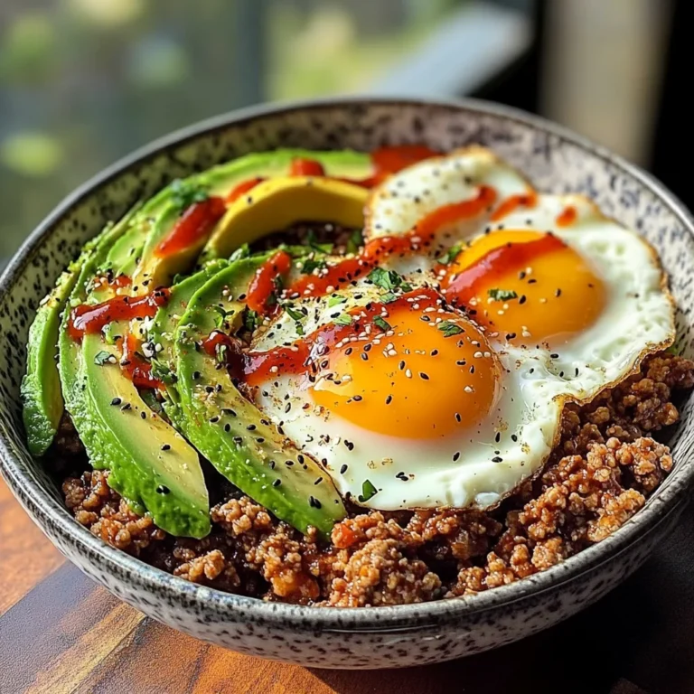 Spicy Avocado & Beef Protein Bowl with Fried Eggs