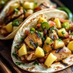 Teriyaki Chicken Tacos with Grilled Pineapple Pear Salsa