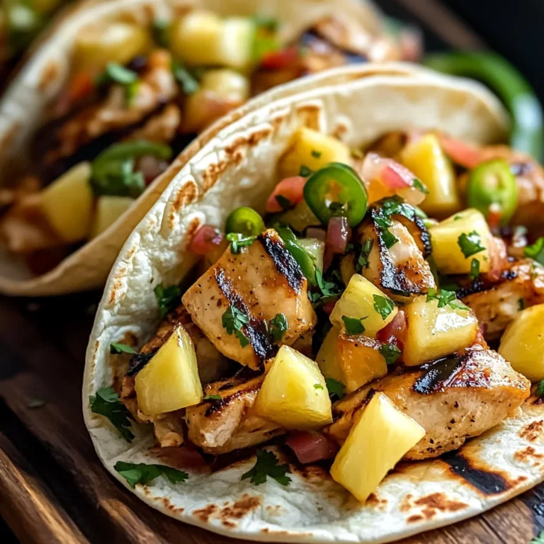 Teriyaki Chicken Tacos with Grilled Pineapple Pear Salsa