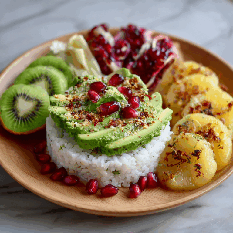 Avocado Rice Cake & Fruit Power Plate