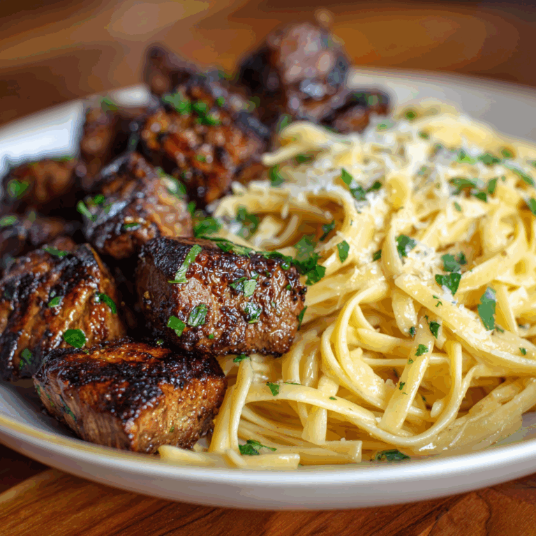 Cajun Steak Tips with Cheesy Parmesan Linguine