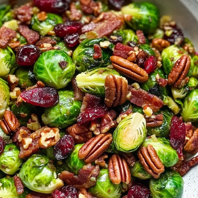 Brussels Sprouts with Turkey Turkey Turkey Bacon, Pecans, and Cranberries