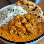 Butter Chicken with Coriander, Rice, and Naan