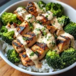 Creamy Garlic Chicken Bowl with Broccoli & Rice