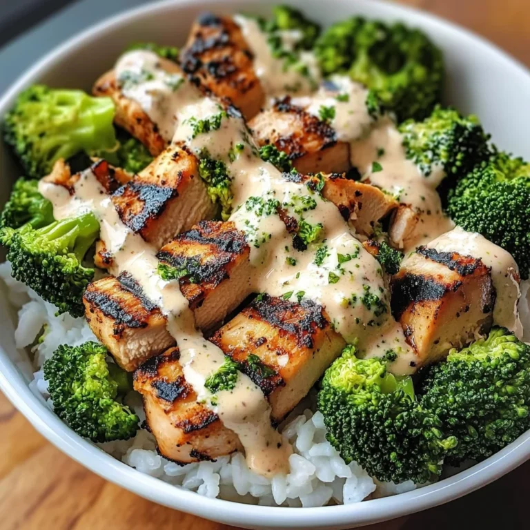 Creamy Garlic Chicken Bowl with Broccoli & Rice