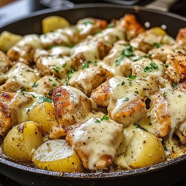 Garlic Parmesan Chicken and Potatoes Skillet