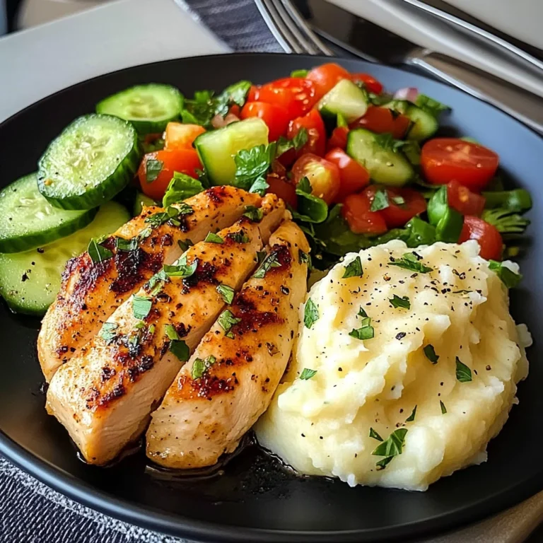 Golden Pan-Seared Chicken Breast with Creamy Mashed Potatoes & Fresh Garden Salad