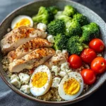 Protein-Packed Quinoa Bowl with Chicken, Eggs & Feta
